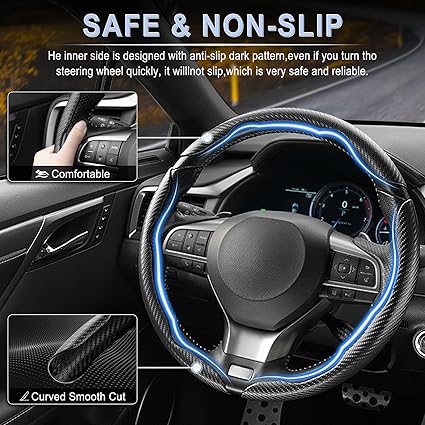 🚨 2026 HOT SELLER – Upgrade Your Drive in Seconds! 60% OFF Carbon Fiber Steering Wheel Cover (Universal Fit)