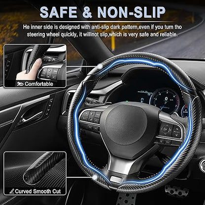 🚨 2026 HOT SELLER – Upgrade Your Drive in Seconds! 60% OFF Carbon Fiber Steering Wheel Cover (Universal Fit)